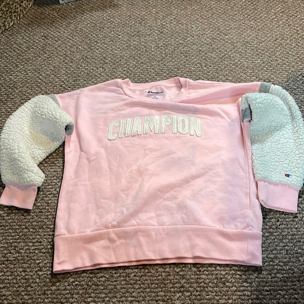 GIRLS CHAMPION SWEAT SHIRT XL FLEECE ARMS